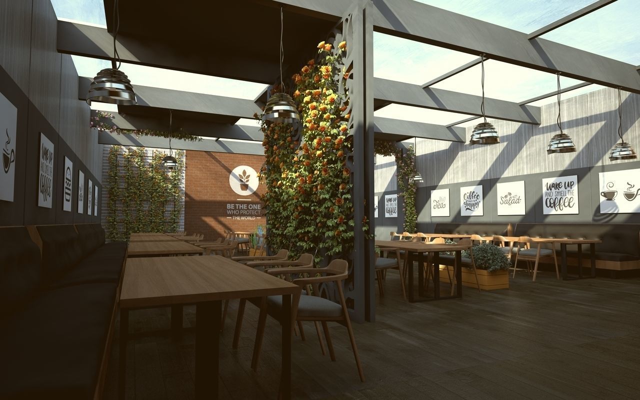 Sunset Modern Restaurant vegetal Style 3D model_3