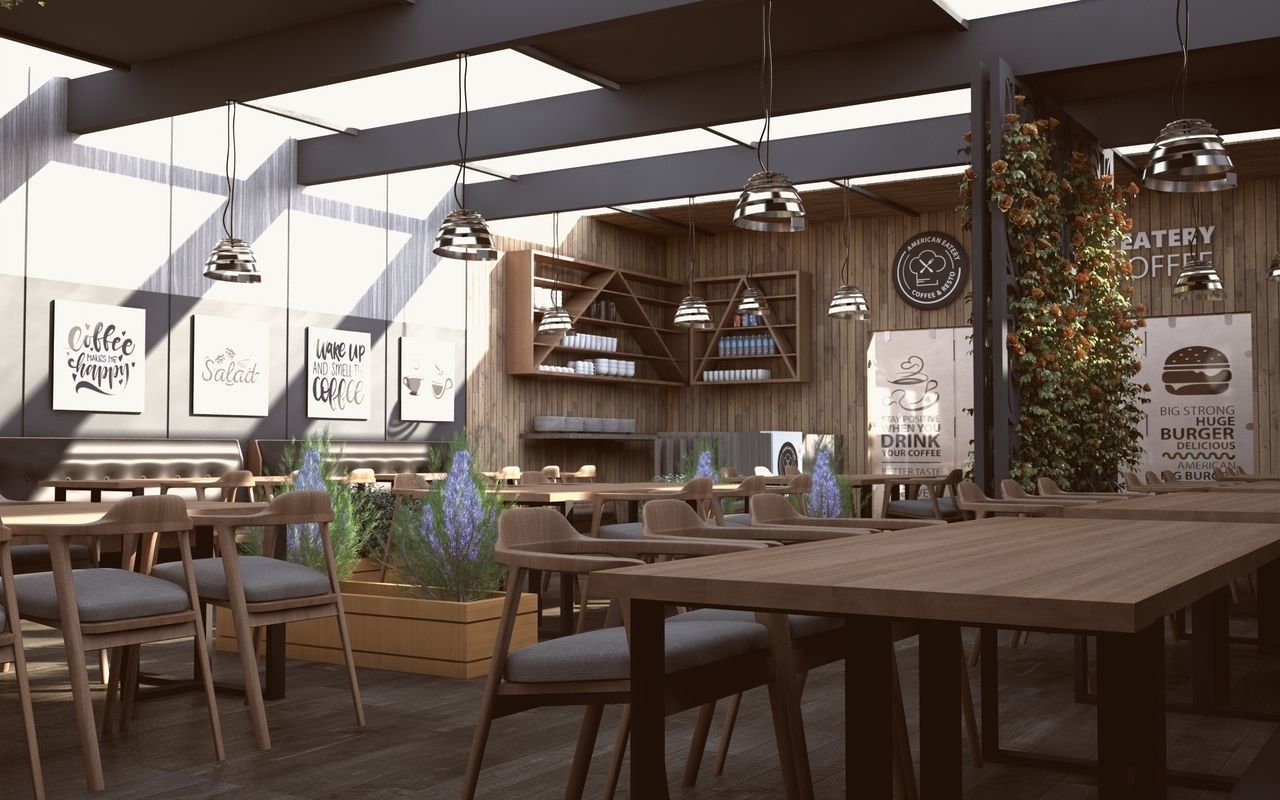 Sunset Modern Restaurant vegetal Style 3D model_2