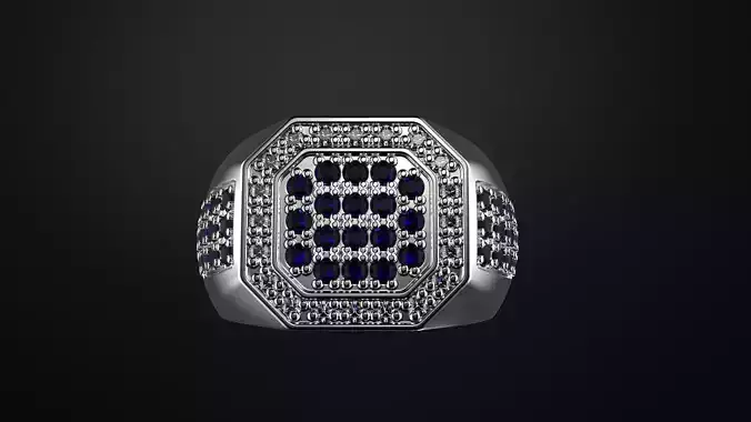 Ring Octagon with sapphires