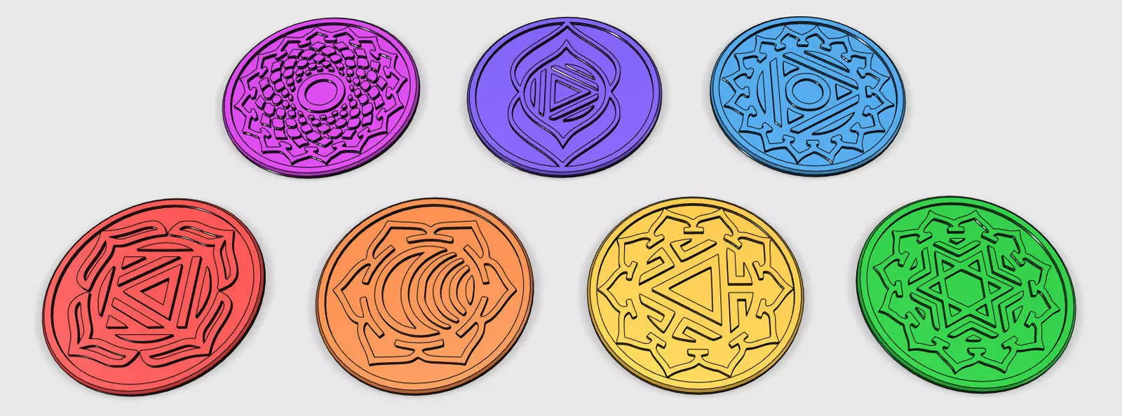 Chakra Coasters Free 3D print model