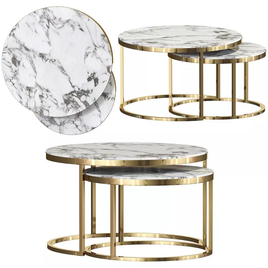 Mars nesting coffee table set 3D model_0