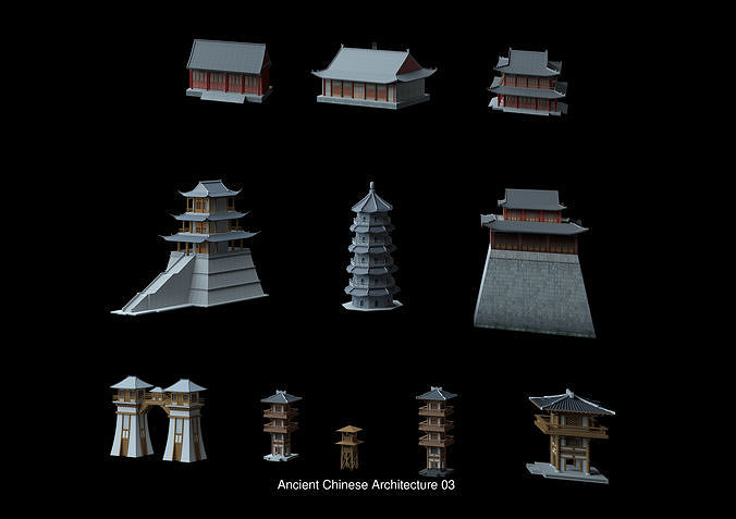 Collection of ancient buildings in Asia 3D Model Pack 4