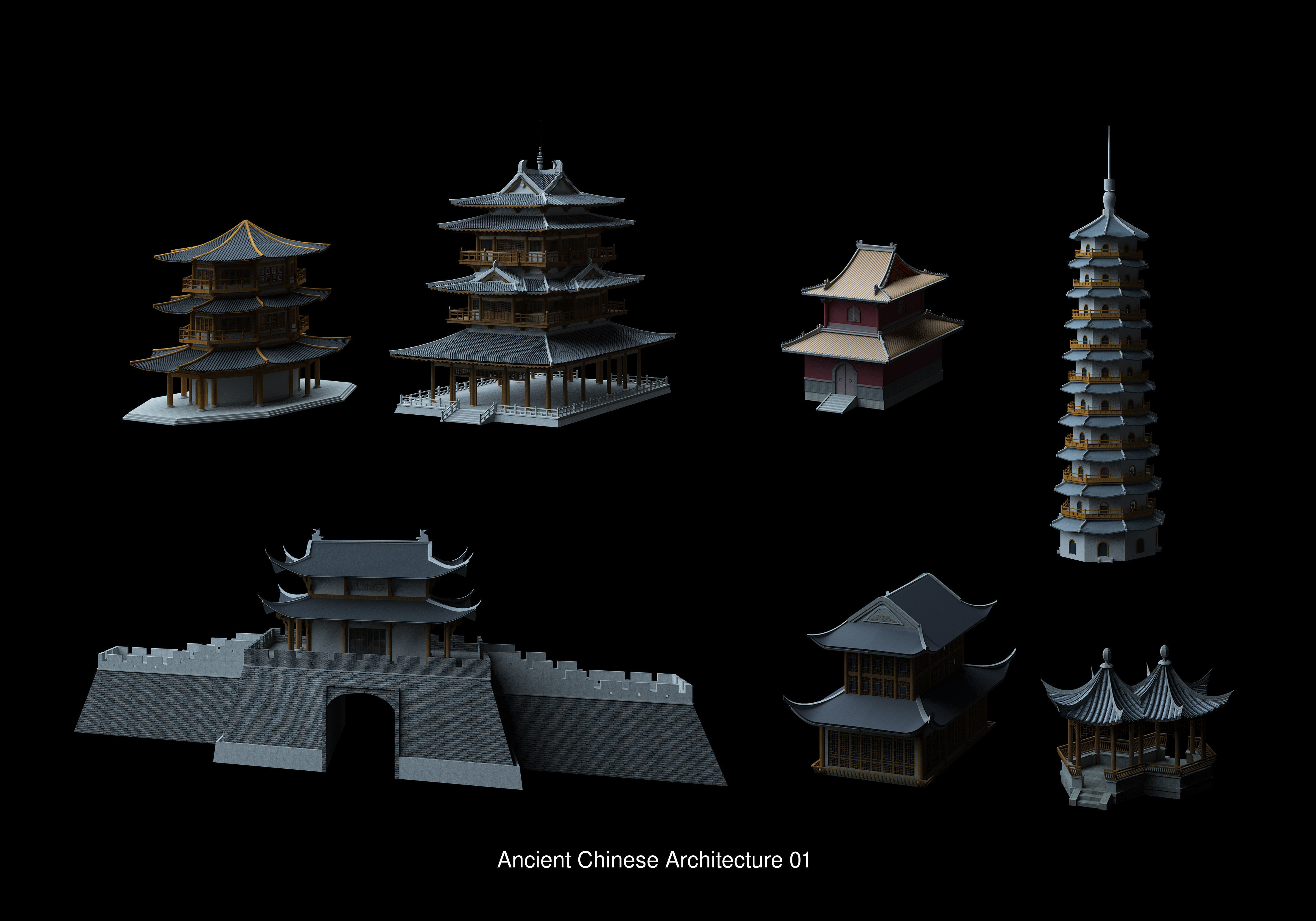 Collection of ancient buildings in Asia _1