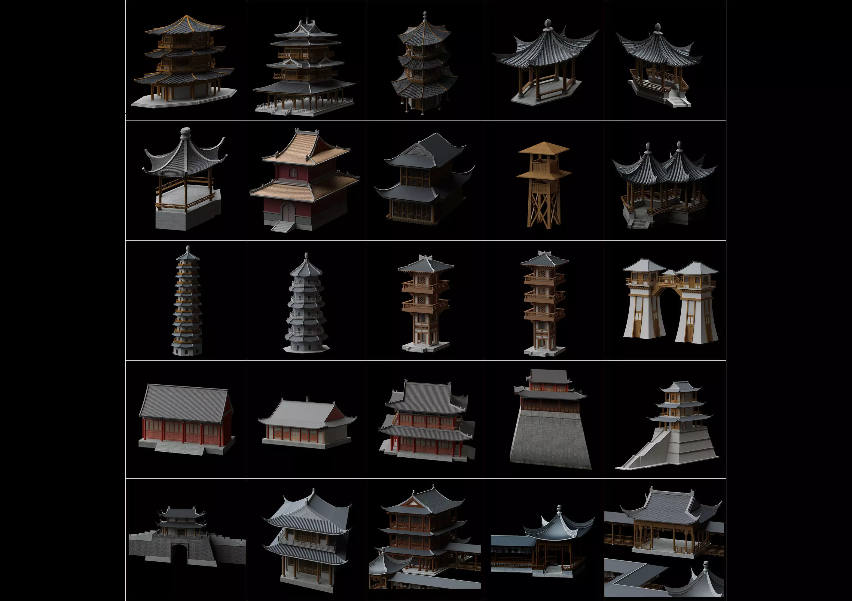 Collection of ancient buildings in Asia _0