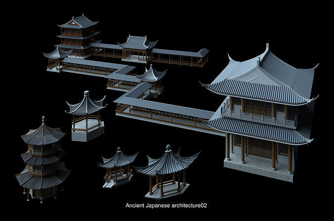 Collection of ancient buildings in Asia 3D Model Pack 3