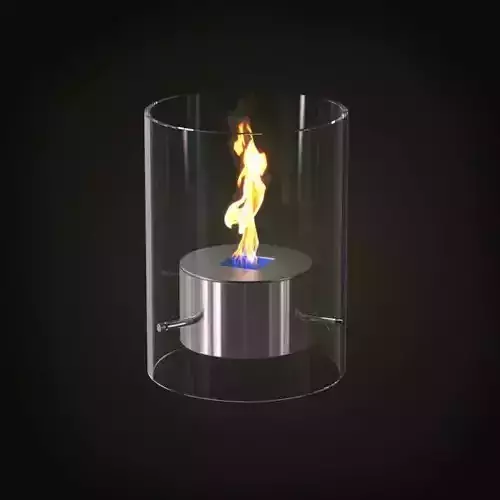 Glass Enclosed Modern Fireplace