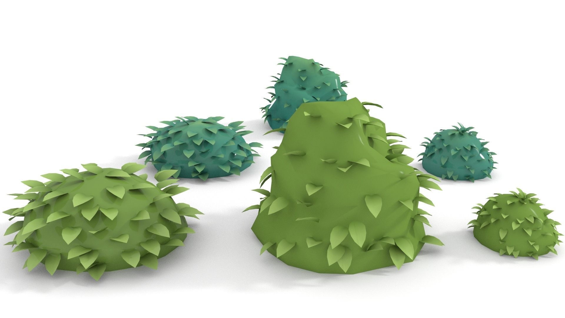 Low-poly Stylized  Bush collection 3D model_4
