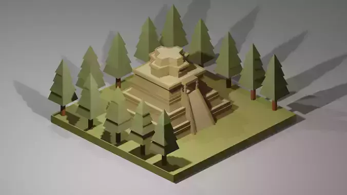 Cartoon Lowpoly Temple
