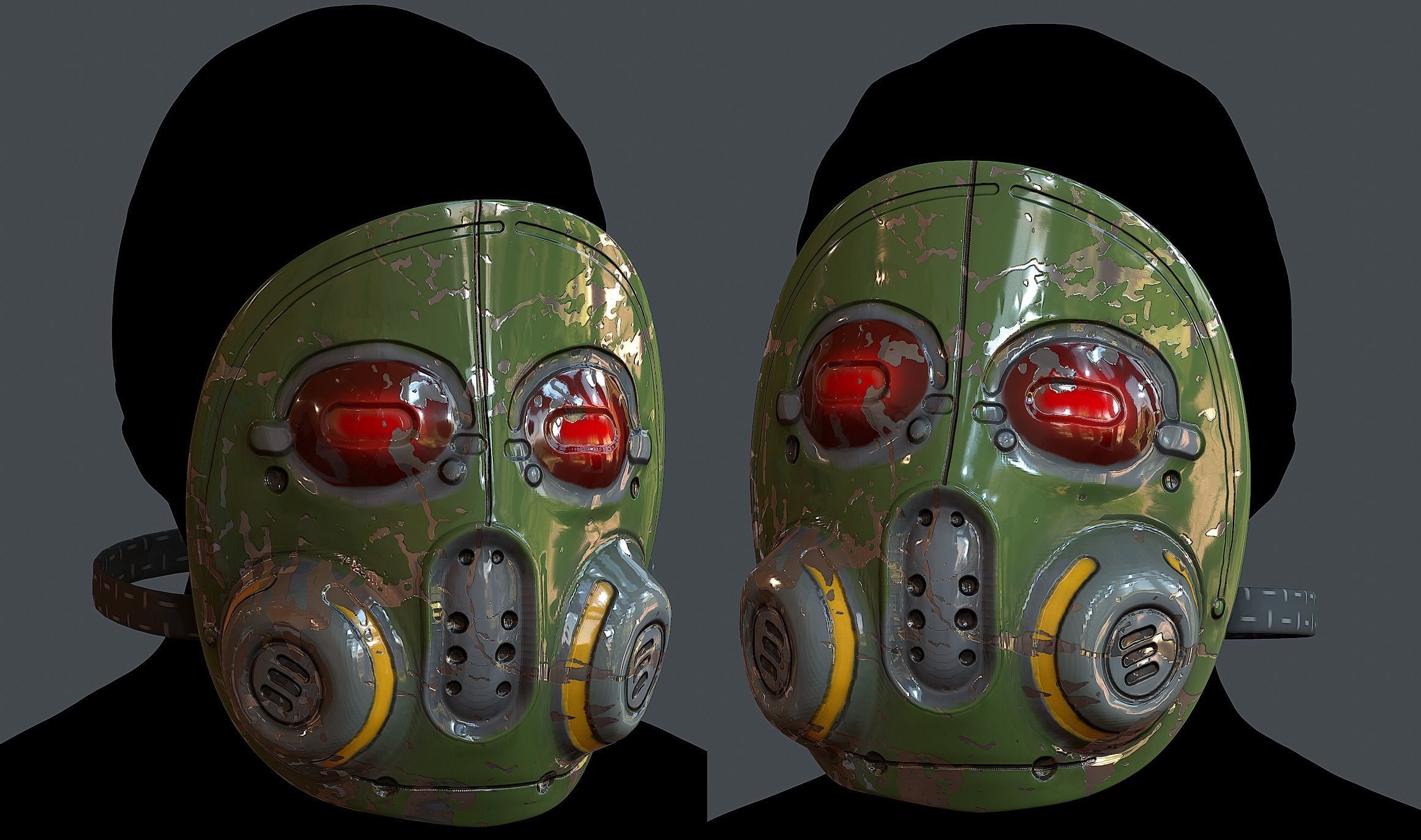 Gas mask helmet 3d model scifi  Low-poly 3D model_1