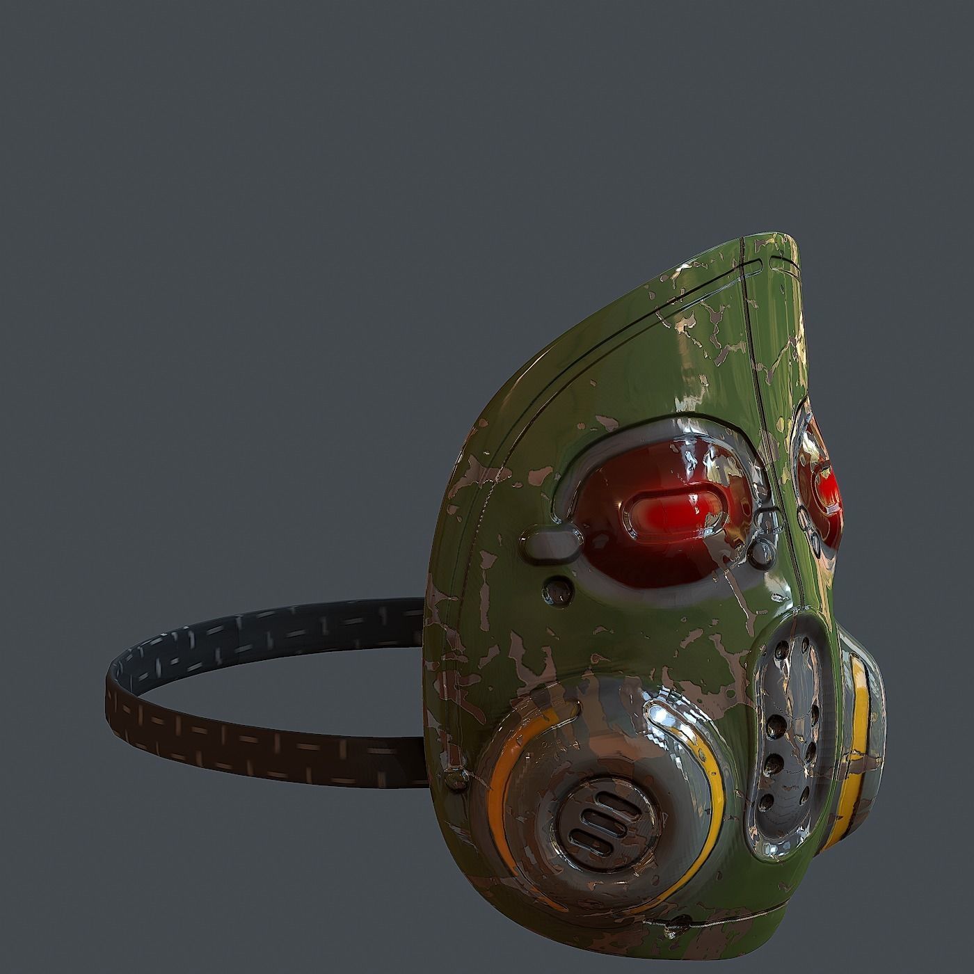 Gas mask helmet 3d model scifi  Low-poly 3D model_2