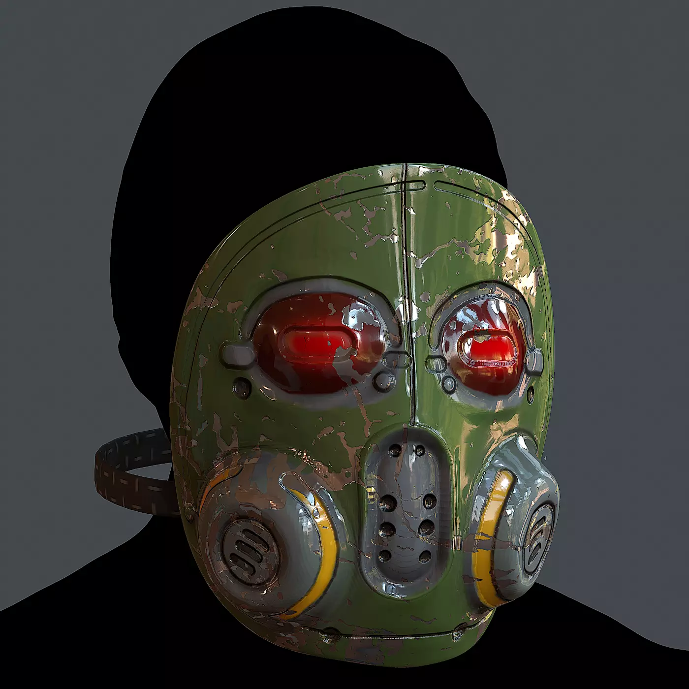 Gas mask helmet 3d model scifi  Low-poly 3D model_0