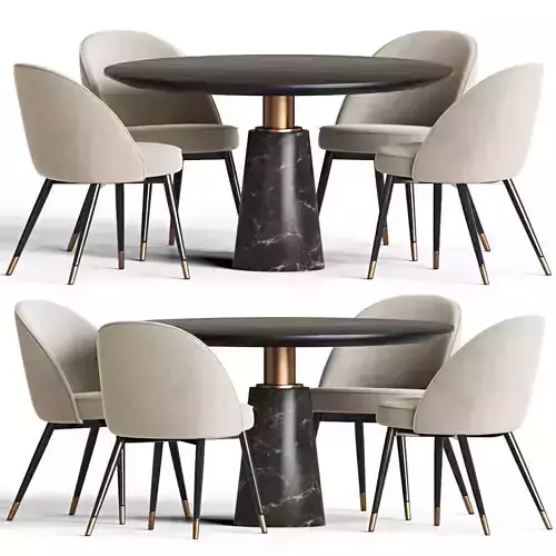 Dining Set table with four chairs and marble top