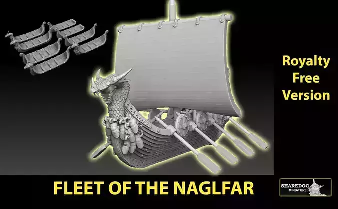 Fleet Of The Naglfar 8 Ships Royalty Free Version 3D print model