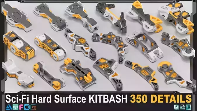 Sci-Fi Hard Surface Kitbash 350 DETAILS 3D model