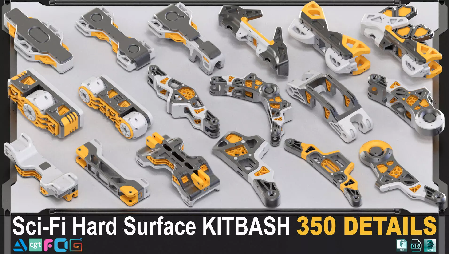Sci-Fi Hard Surface Kitbash 350 DETAILS 3D model_0