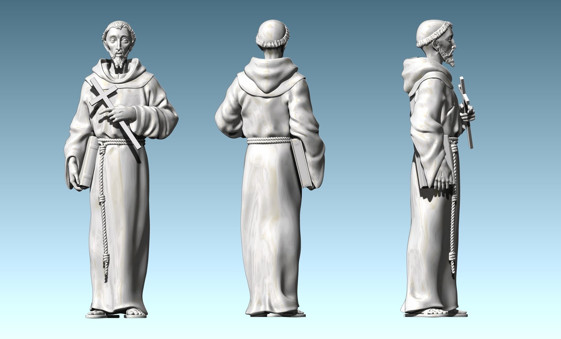 Saint Francis of Assis - Catholic Art -  CNC Routing 3D print model_14