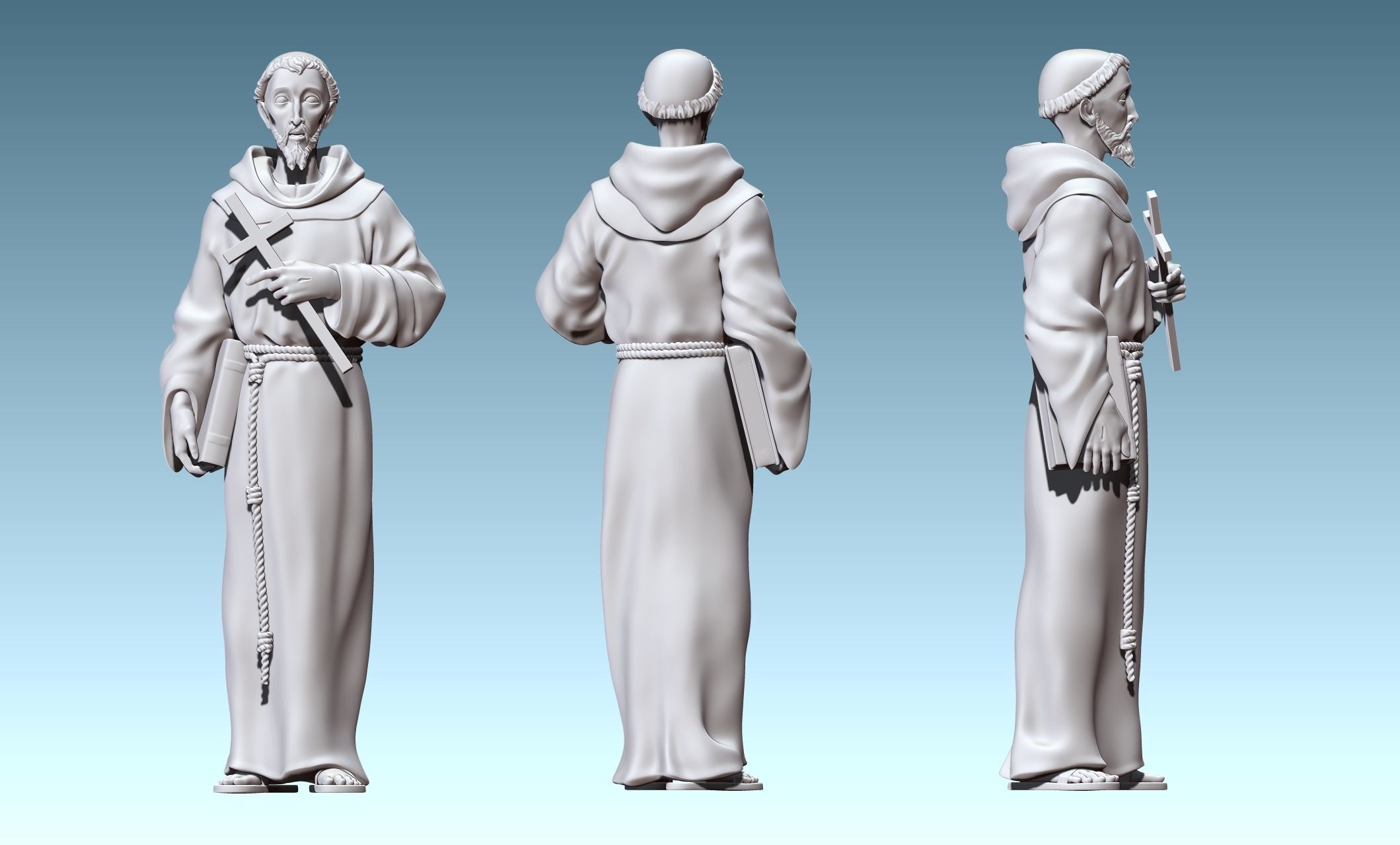 Saint Francis of Assis - Catholic Art -  CNC Routing 3D print model_16