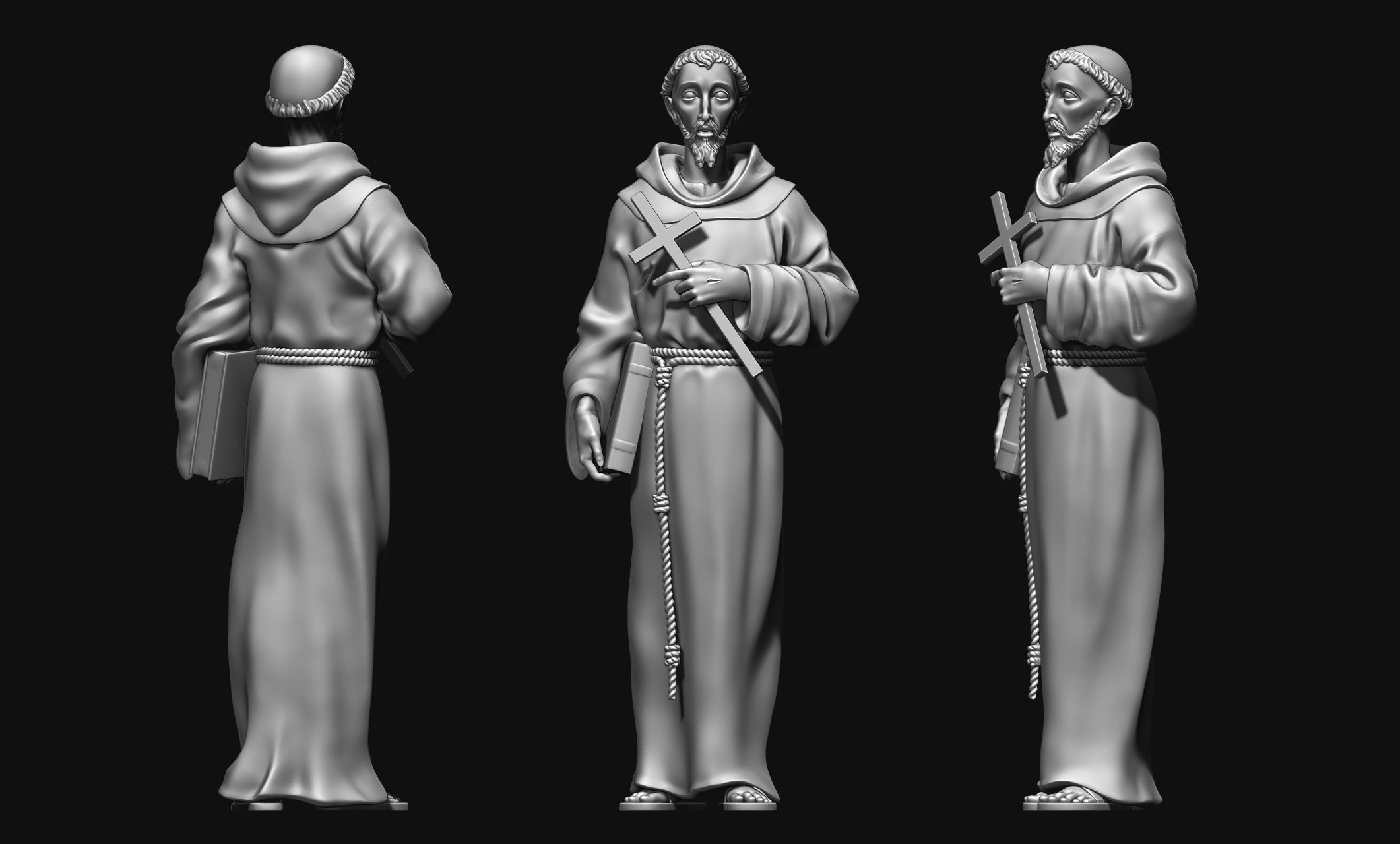 Saint Francis of Assis - Catholic Art -  CNC Routing 3D print model_2