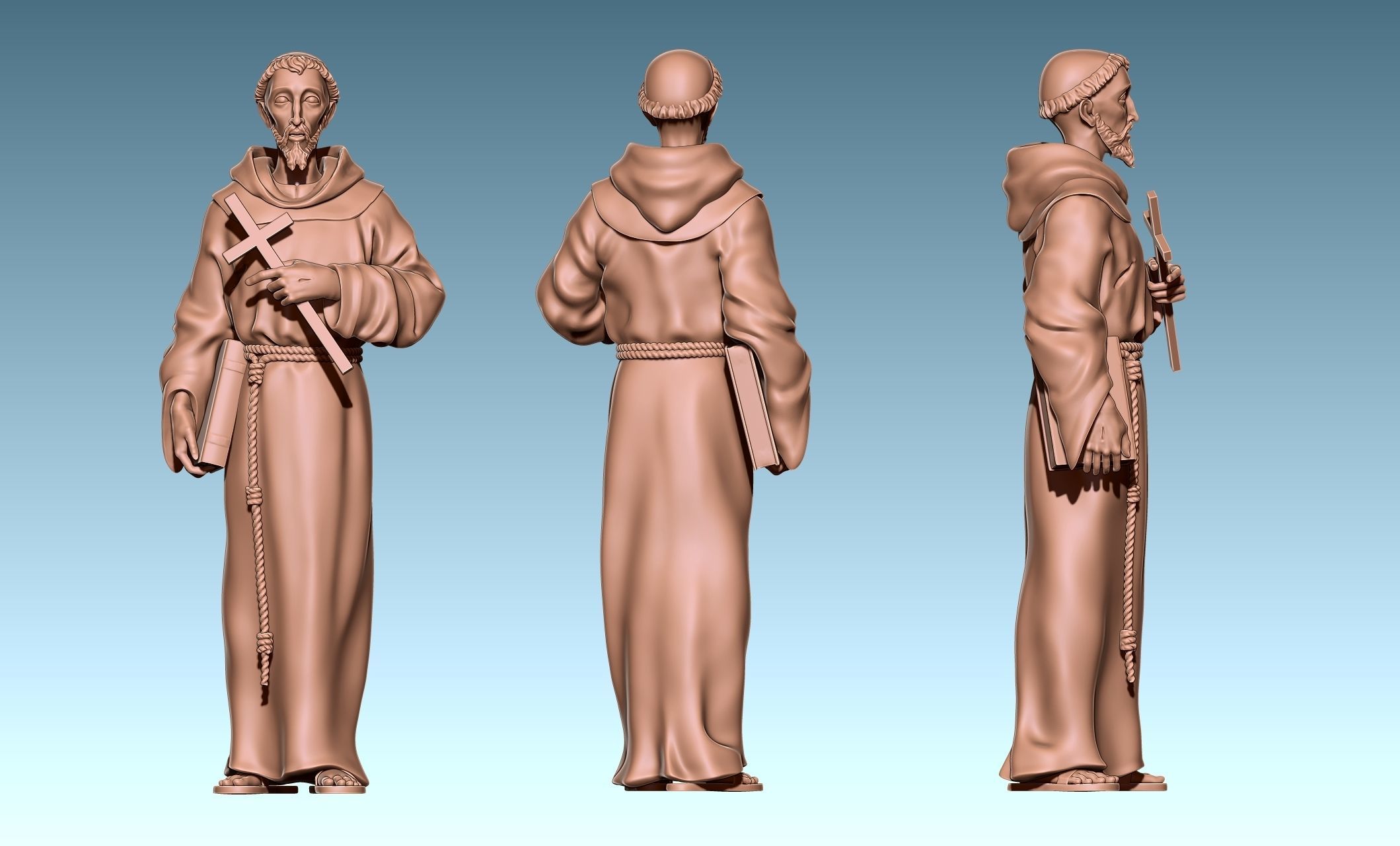 Saint Francis of Assis - Catholic Art -  CNC Routing 3D print model_8