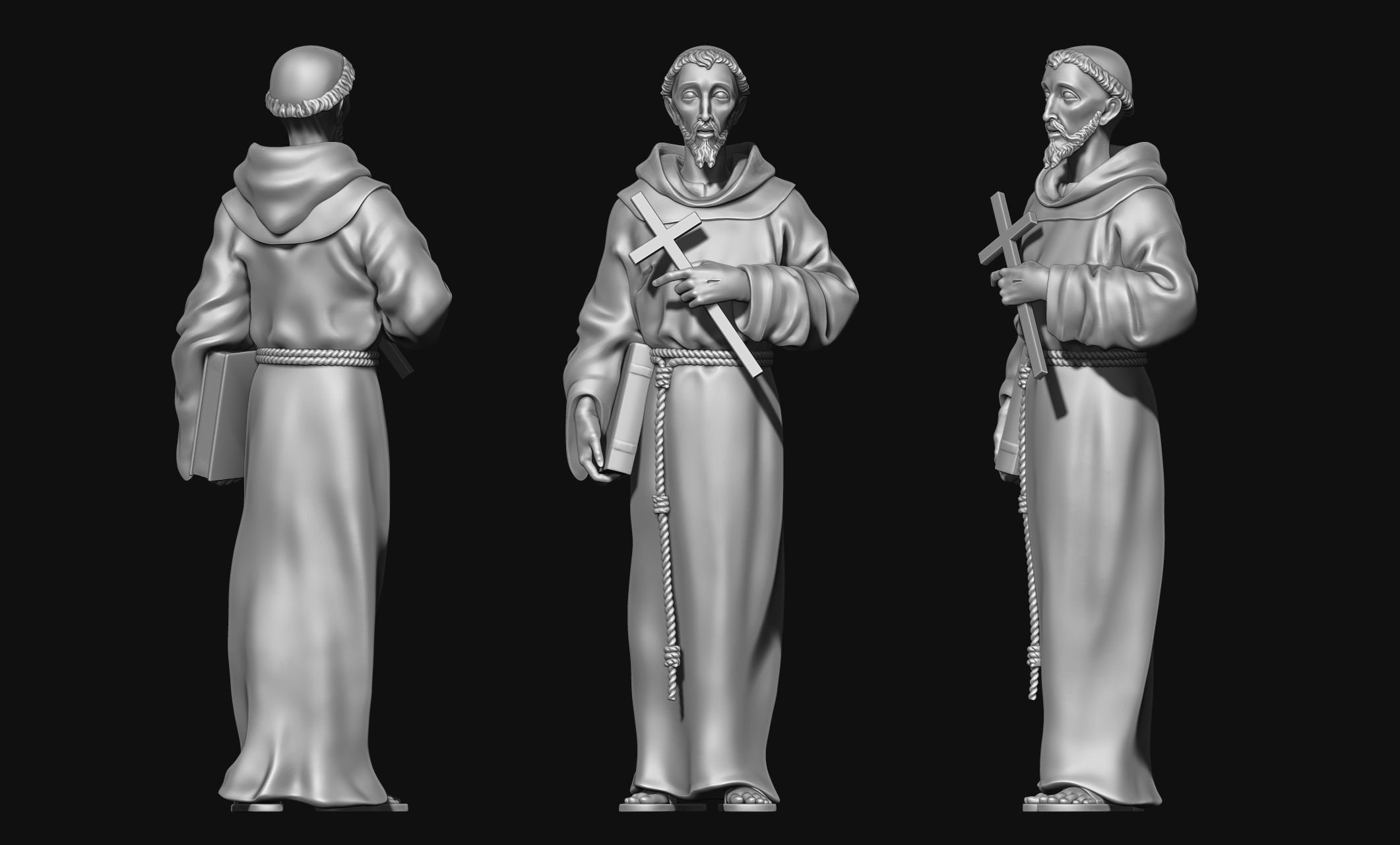 Saint Francis of Assis - Catholic Art -  CNC Routing 3D print model_3