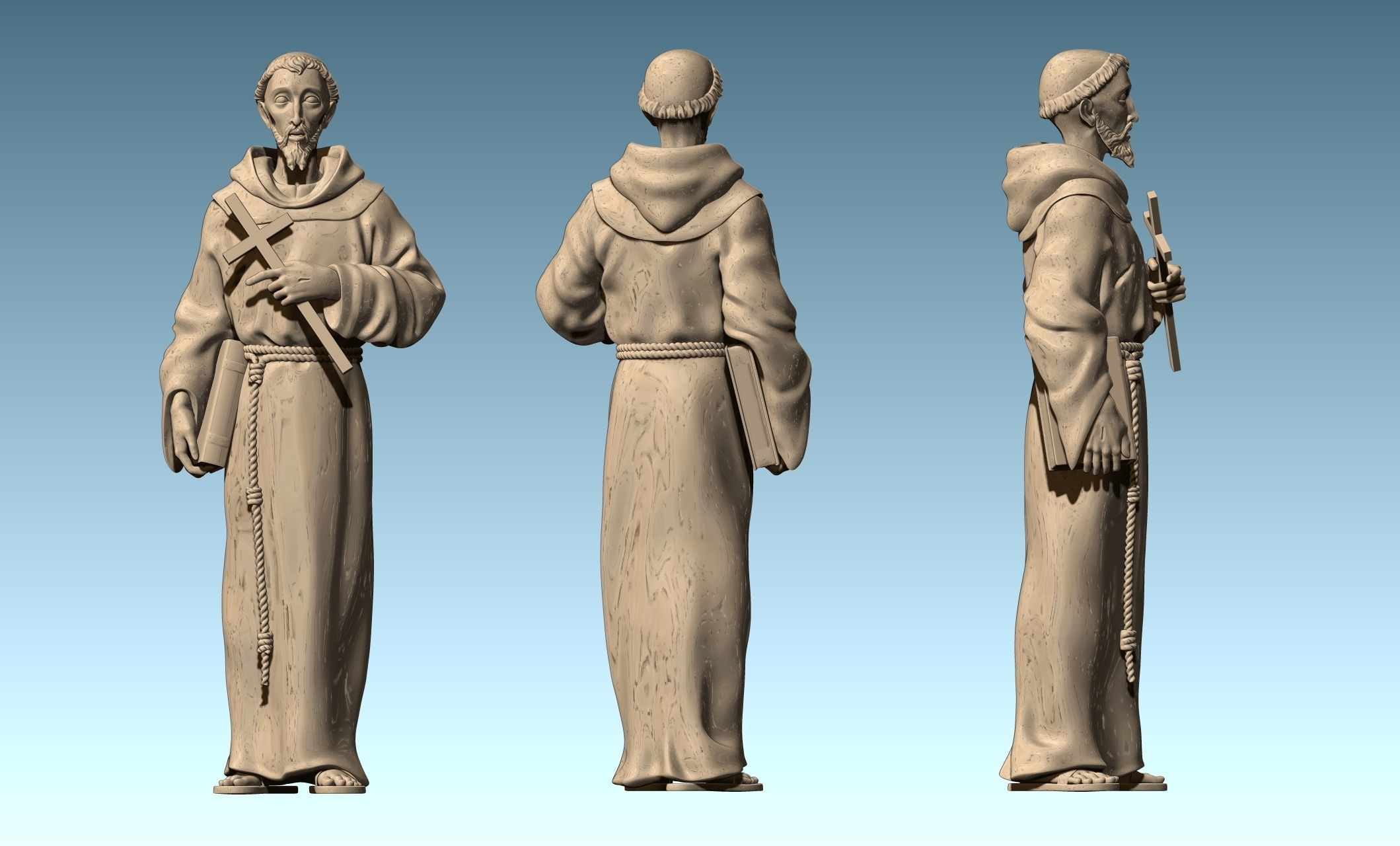 Saint Francis of Assis - Catholic Art -  CNC Routing 3D print model_17