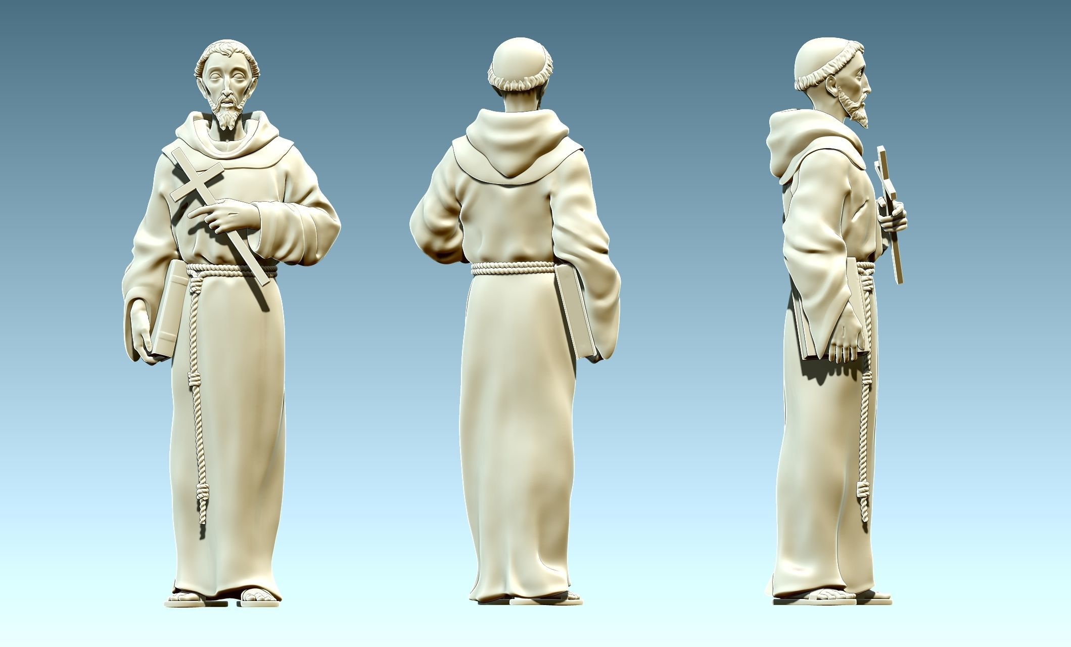 Saint Francis of Assis - Catholic Art -  CNC Routing 3D print model_15