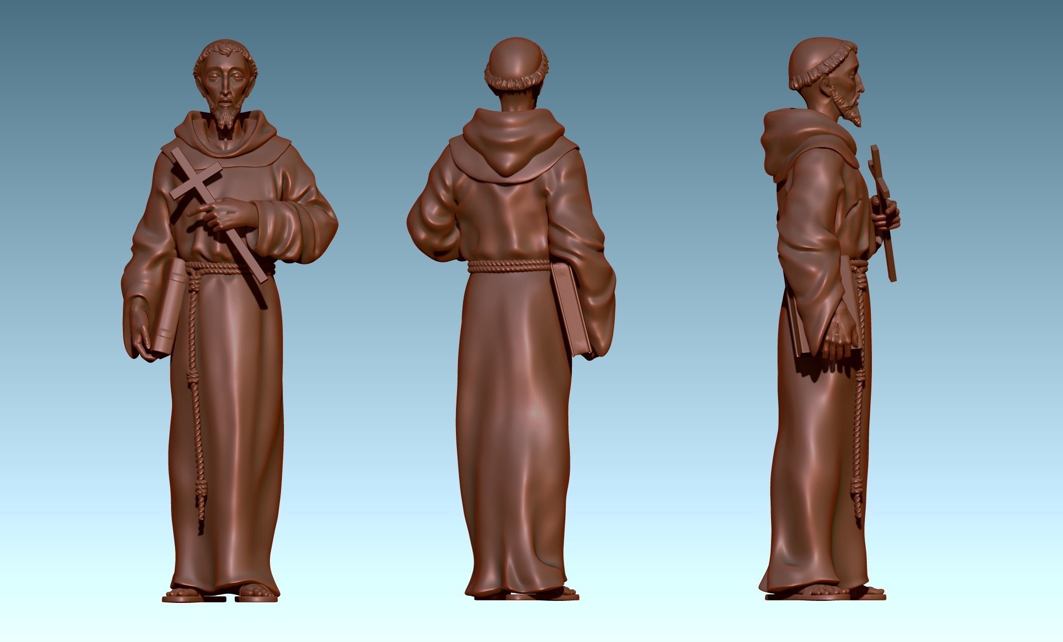 Saint Francis of Assis - Catholic Art -  CNC Routing 3D print model_20