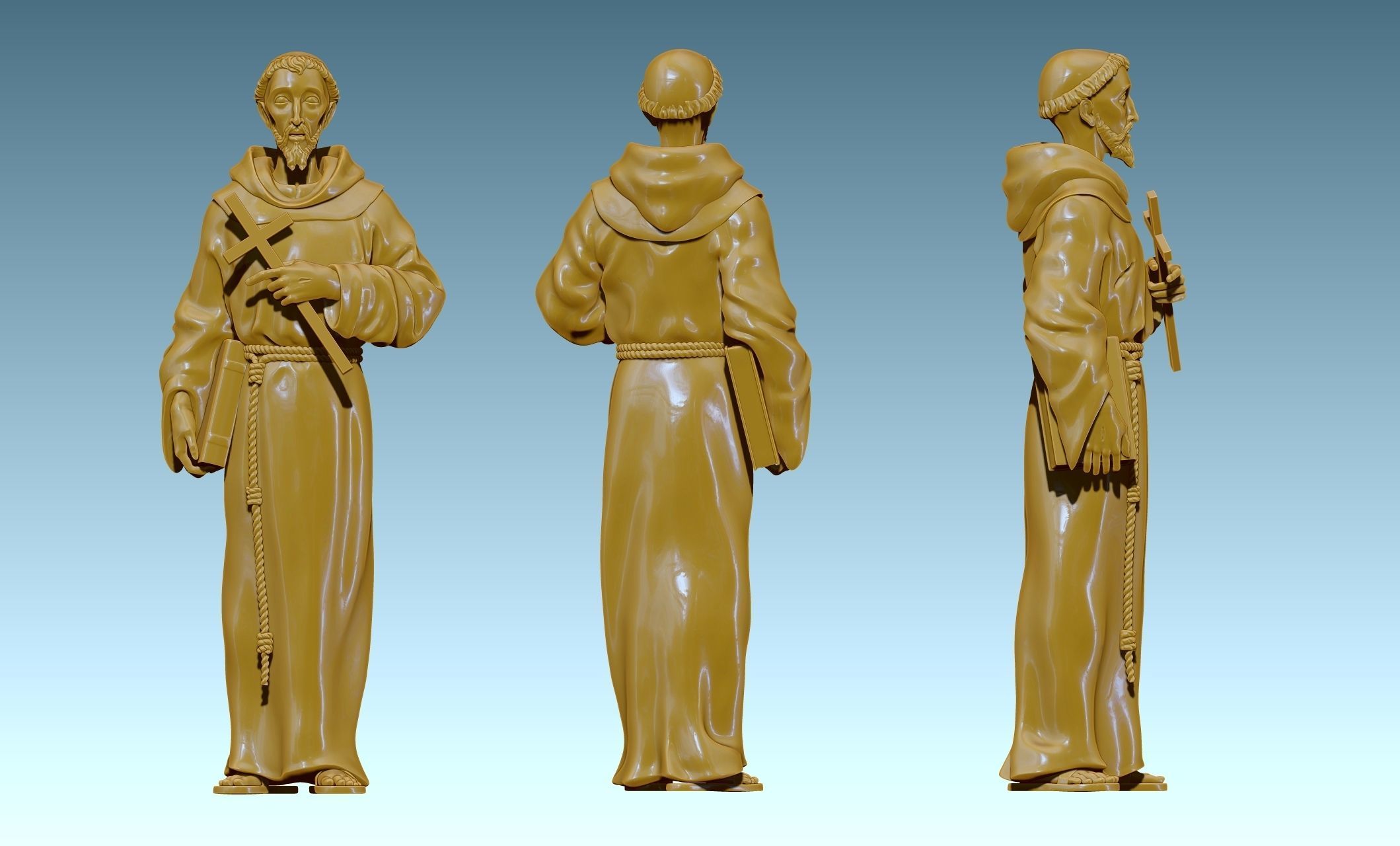 Saint Francis of Assis - Catholic Art -  CNC Routing 3D print model_12