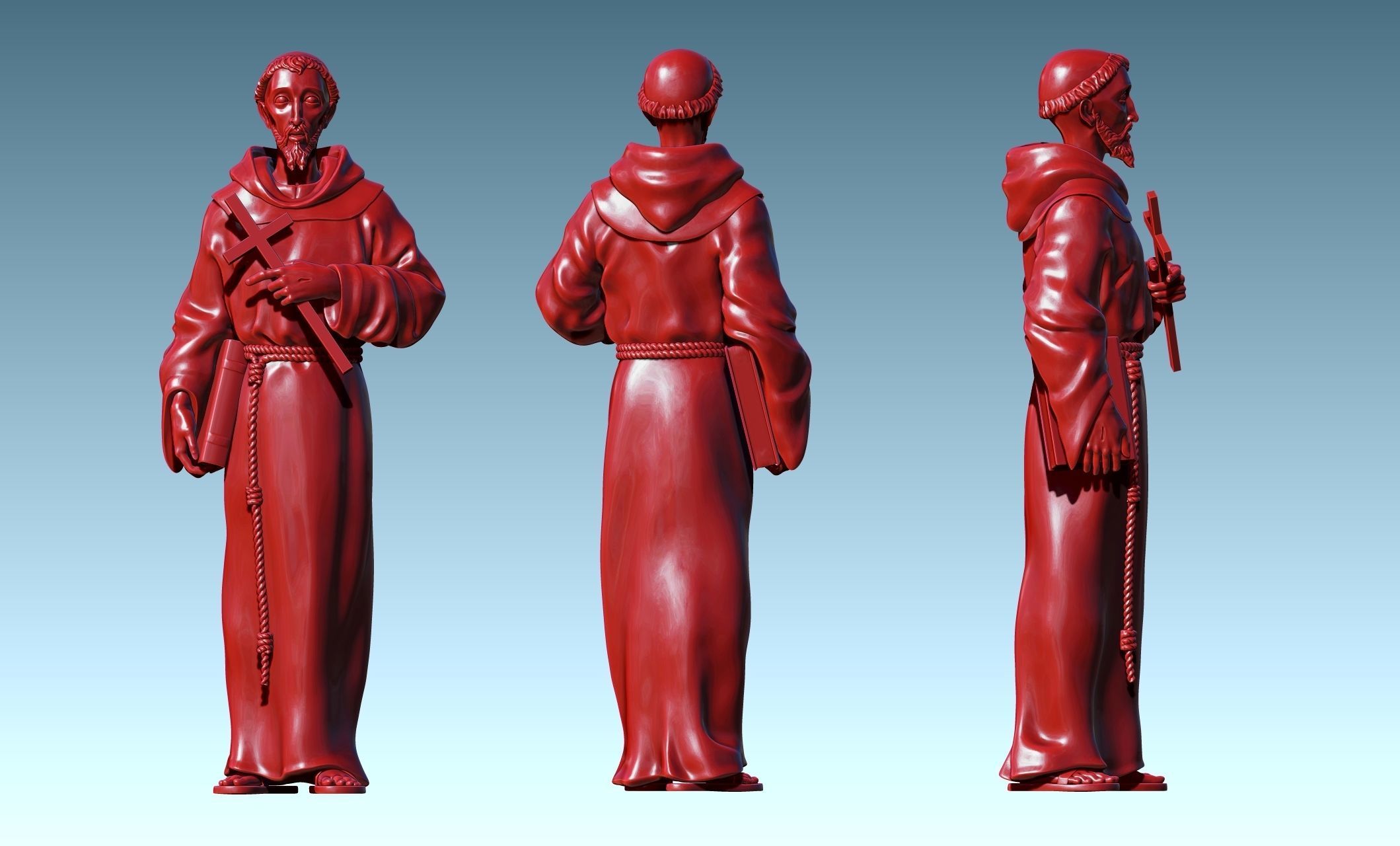 Saint Francis of Assis - Catholic Art -  CNC Routing 3D print model_13