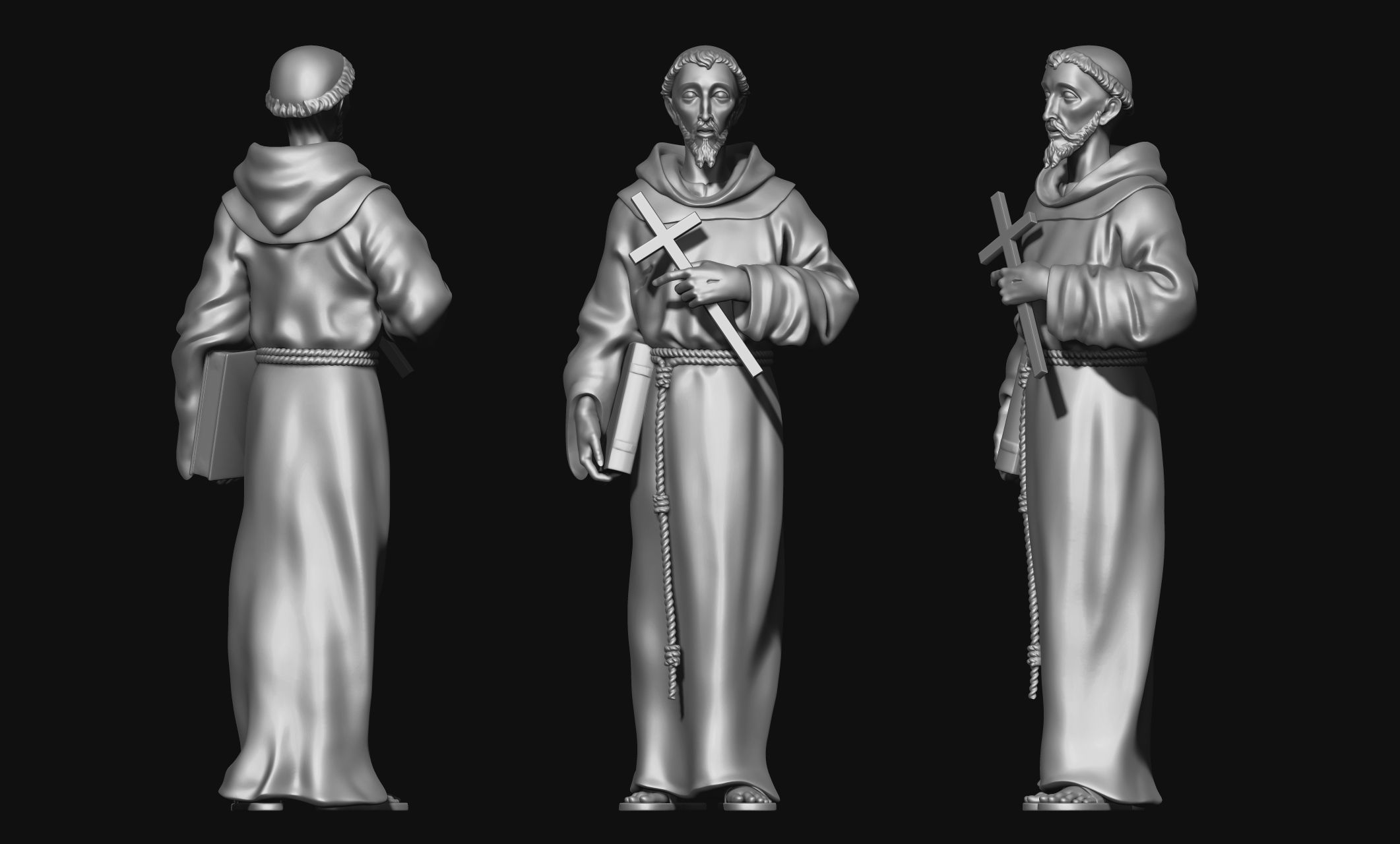 Saint Francis of Assis - Catholic Art -  CNC Routing 3D print model_1