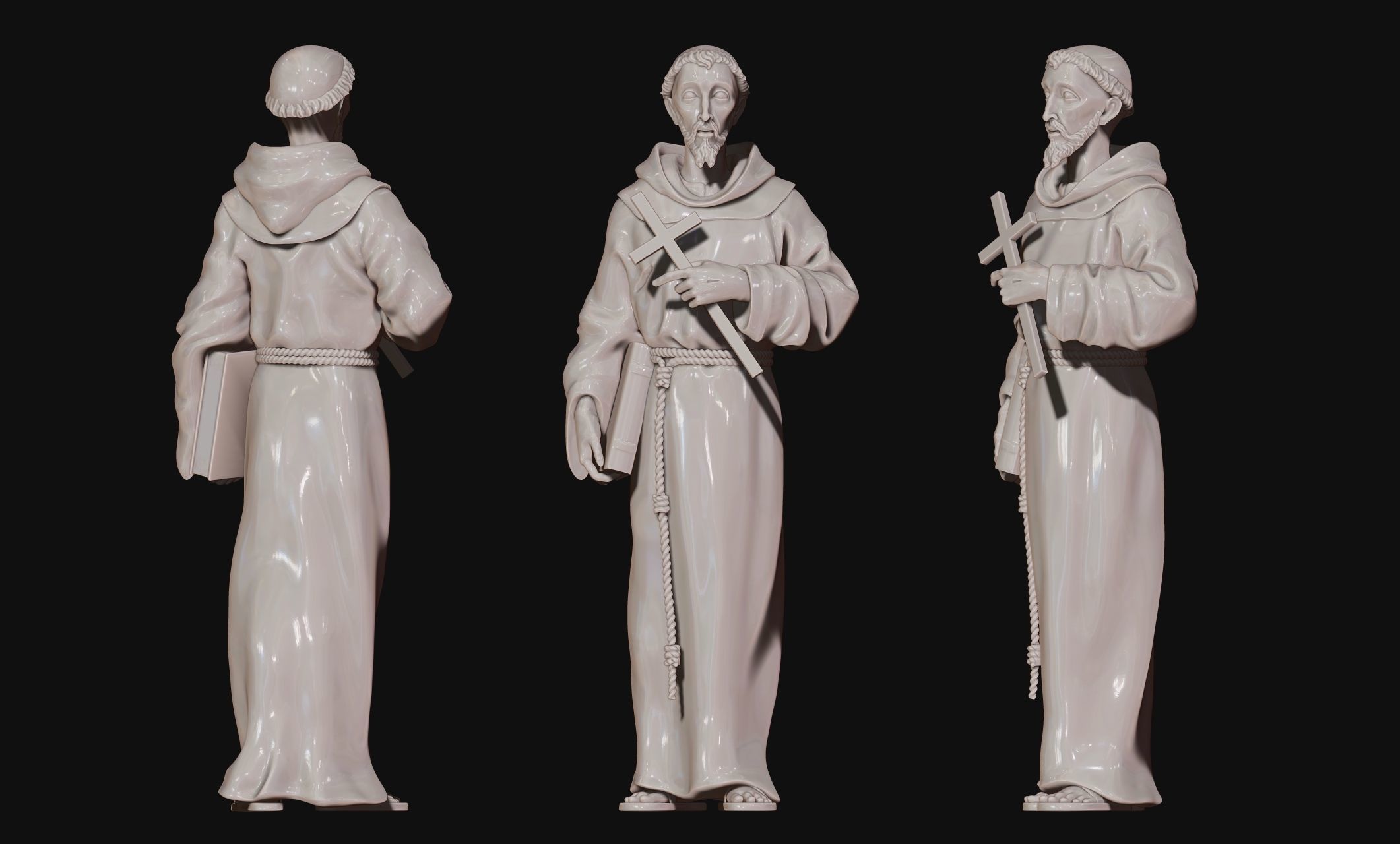 Saint Francis of Assis - Catholic Art -  CNC Routing 3D print model_7