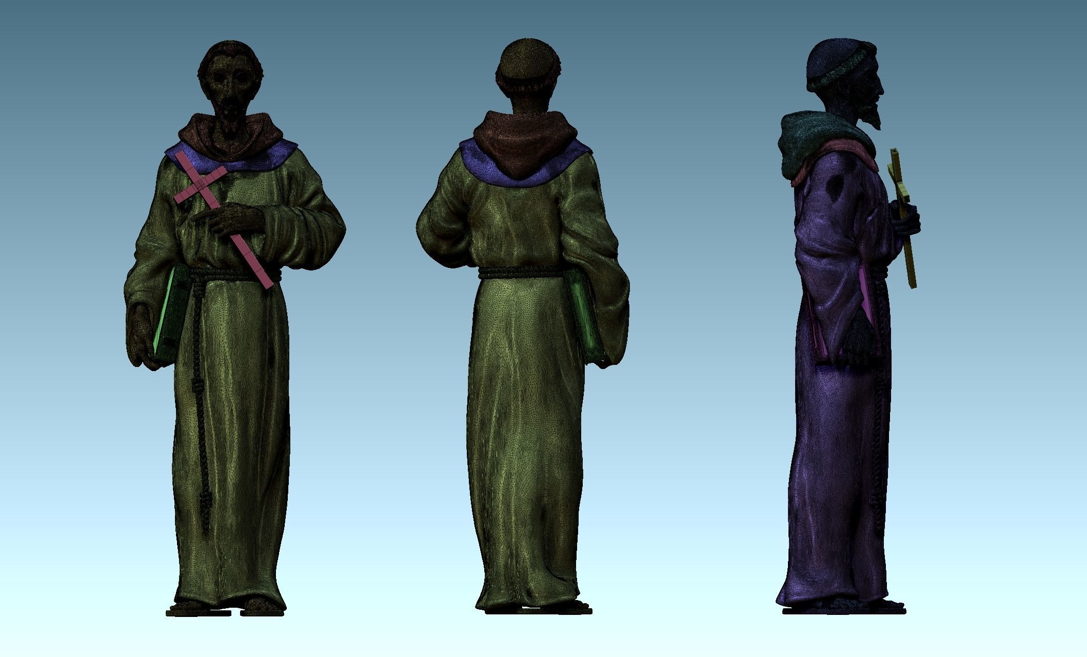 Saint Francis of Assis - Catholic Art -  CNC Routing 3D print model_19