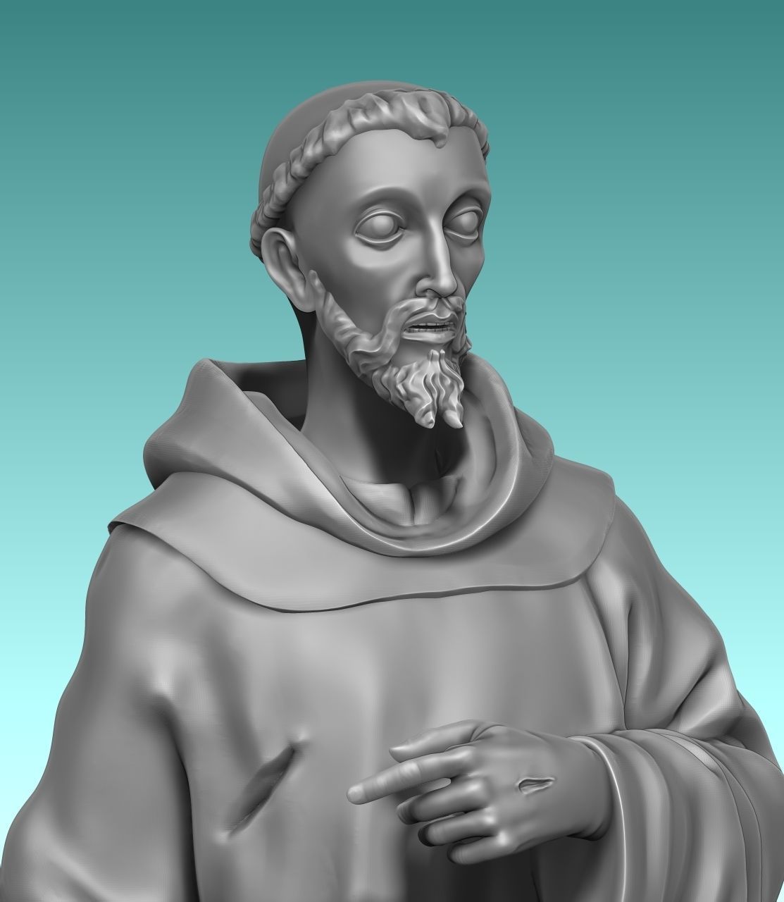 Saint Francis of Assis - Catholic Art -  CNC Routing 3D print model_22