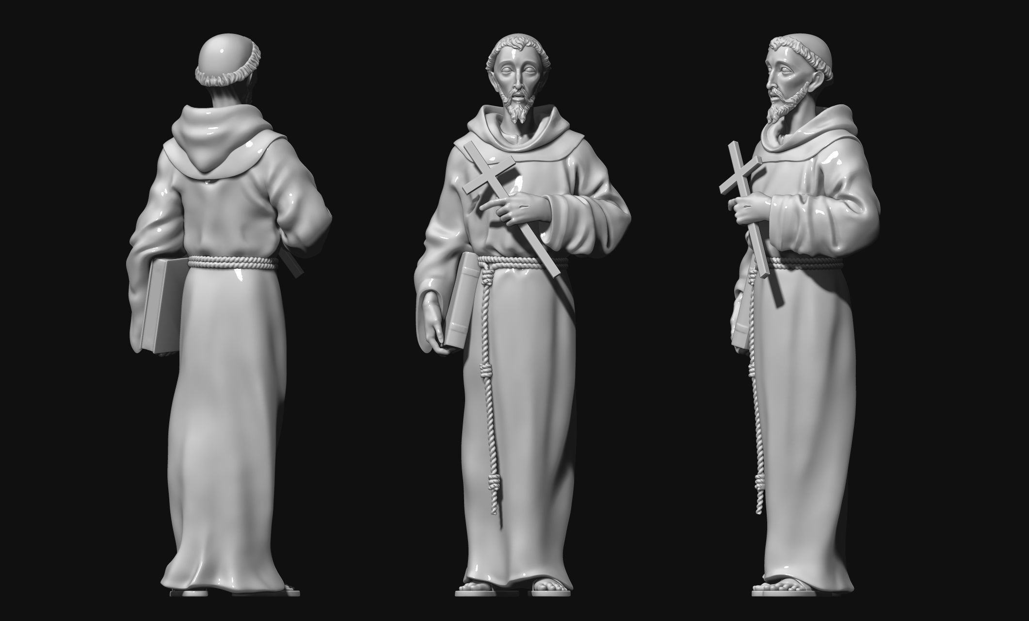 Saint Francis of Assis - Catholic Art -  CNC Routing 3D print model_4
