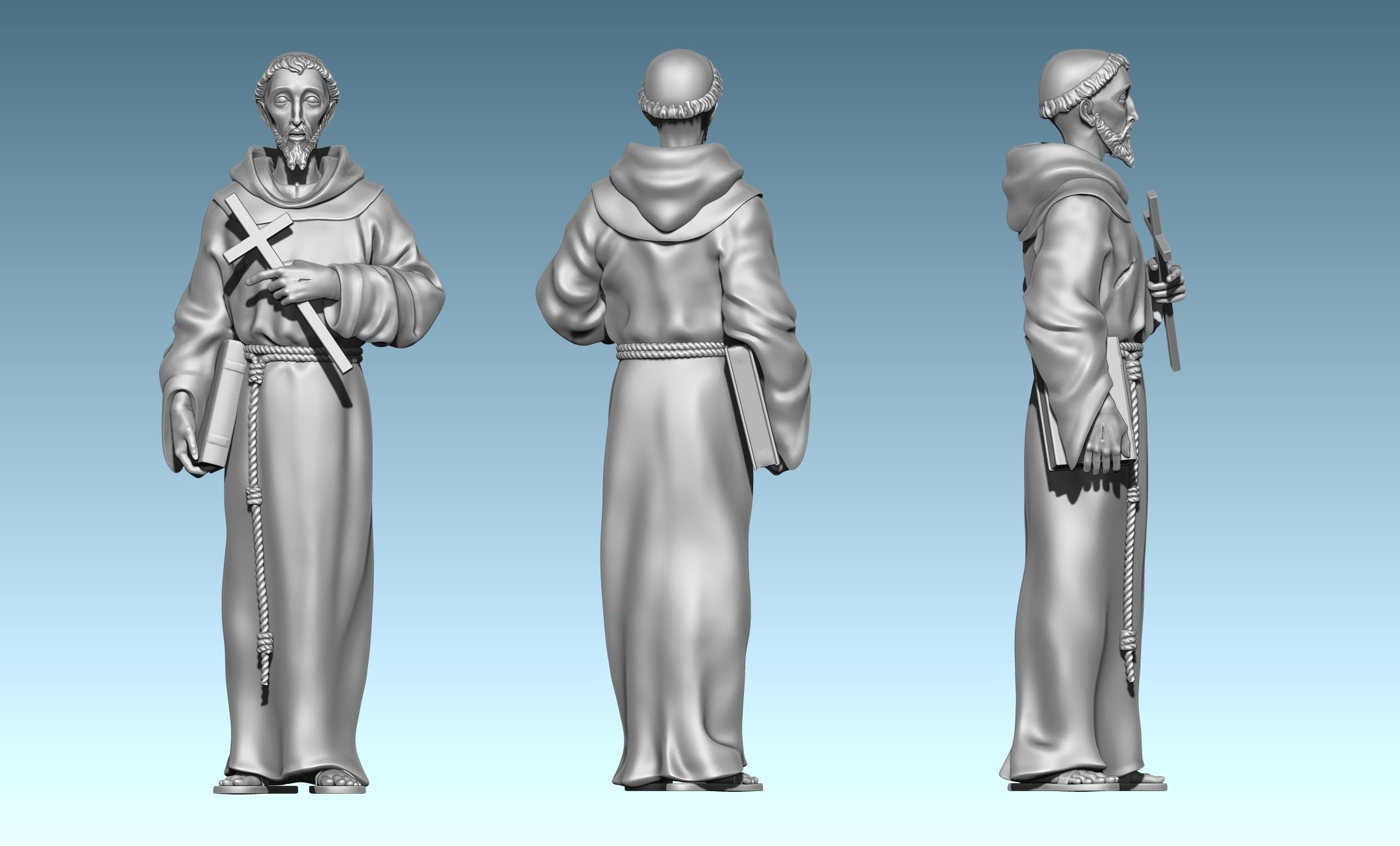 Saint Francis of Assis - Catholic Art -  CNC Routing 3D print model_11