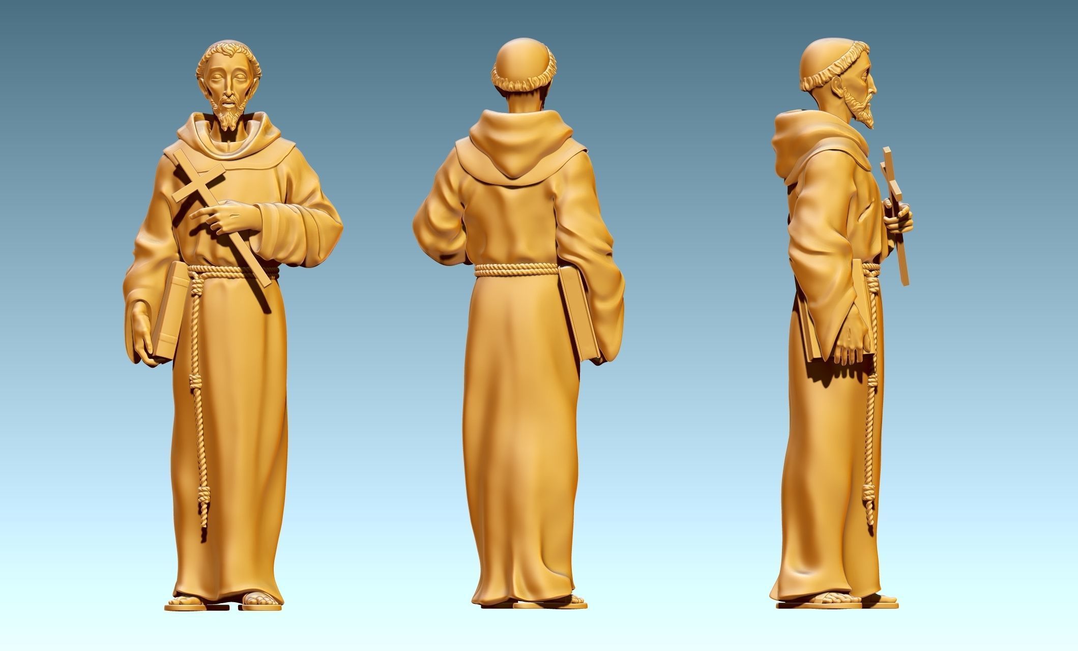 Saint Francis of Assis - Catholic Art -  CNC Routing 3D print model_18