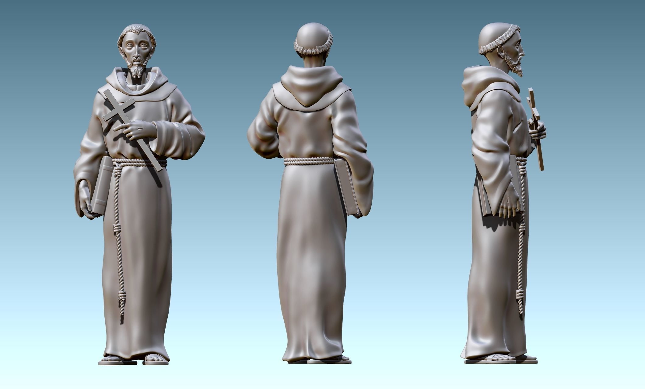 Saint Francis of Assis - Catholic Art -  CNC Routing 3D print model_10