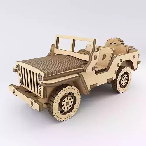 Toy wooden car 3D model