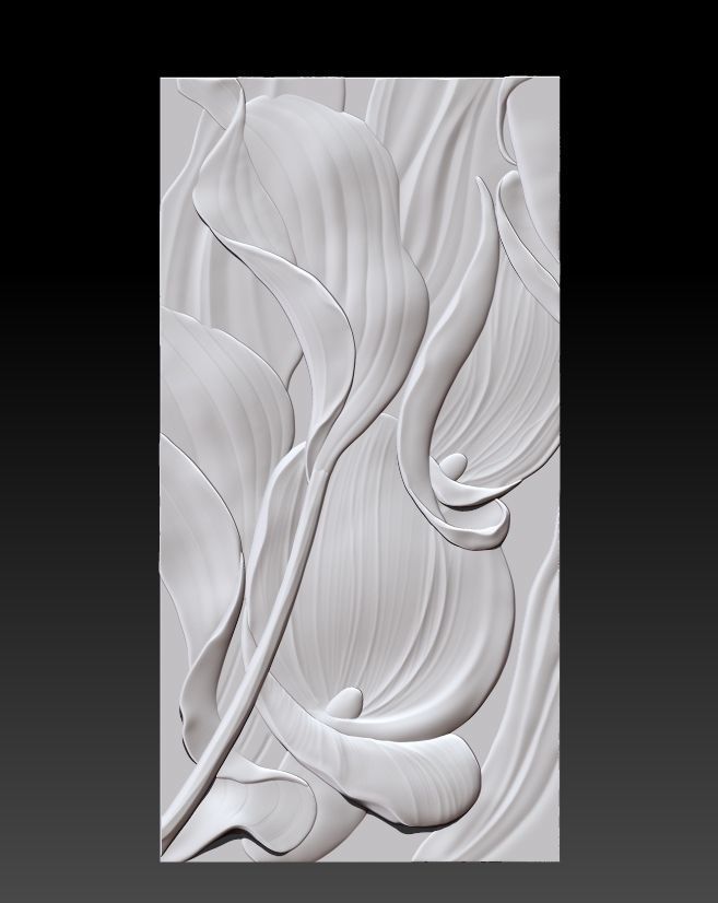 Calla lily bas-relief 3D model_1