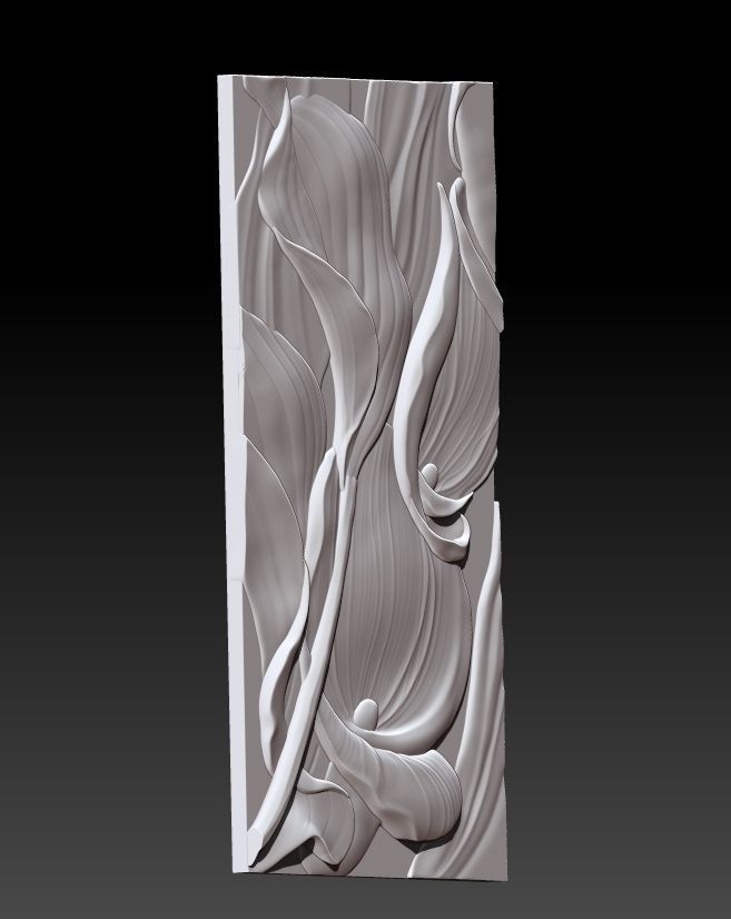 Calla lily bas-relief 3D model_2
