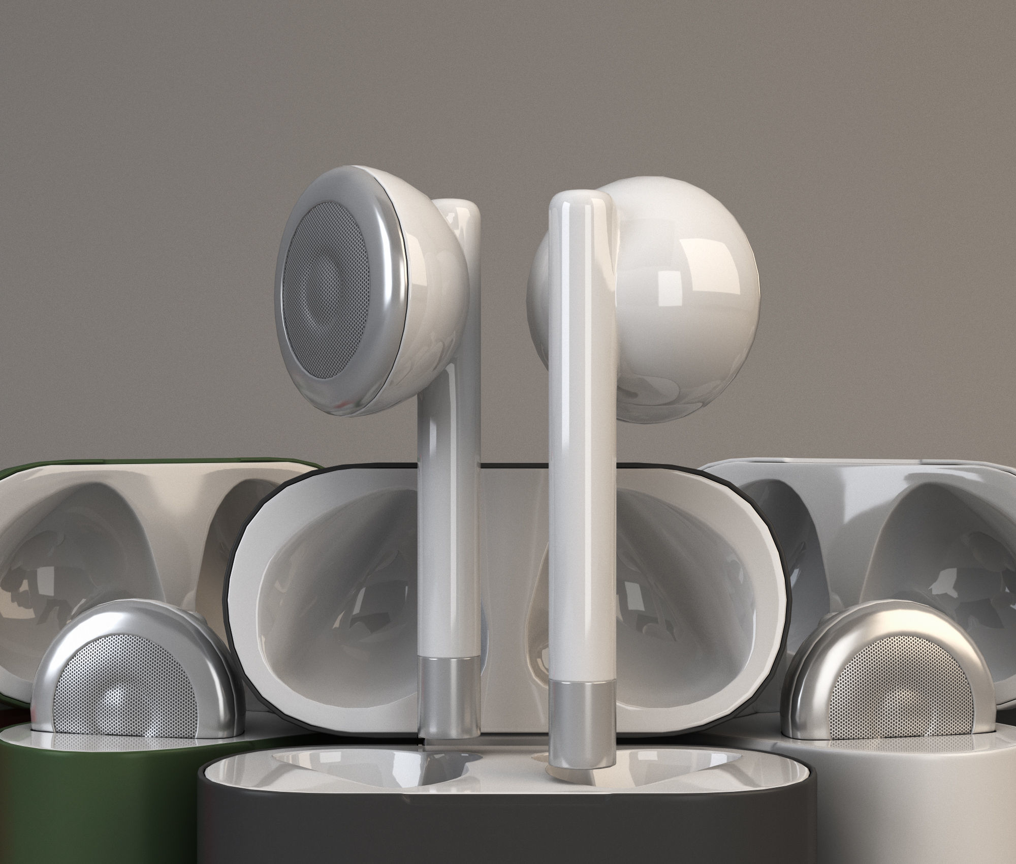 Wireless headphones Low-poly 3D model_1