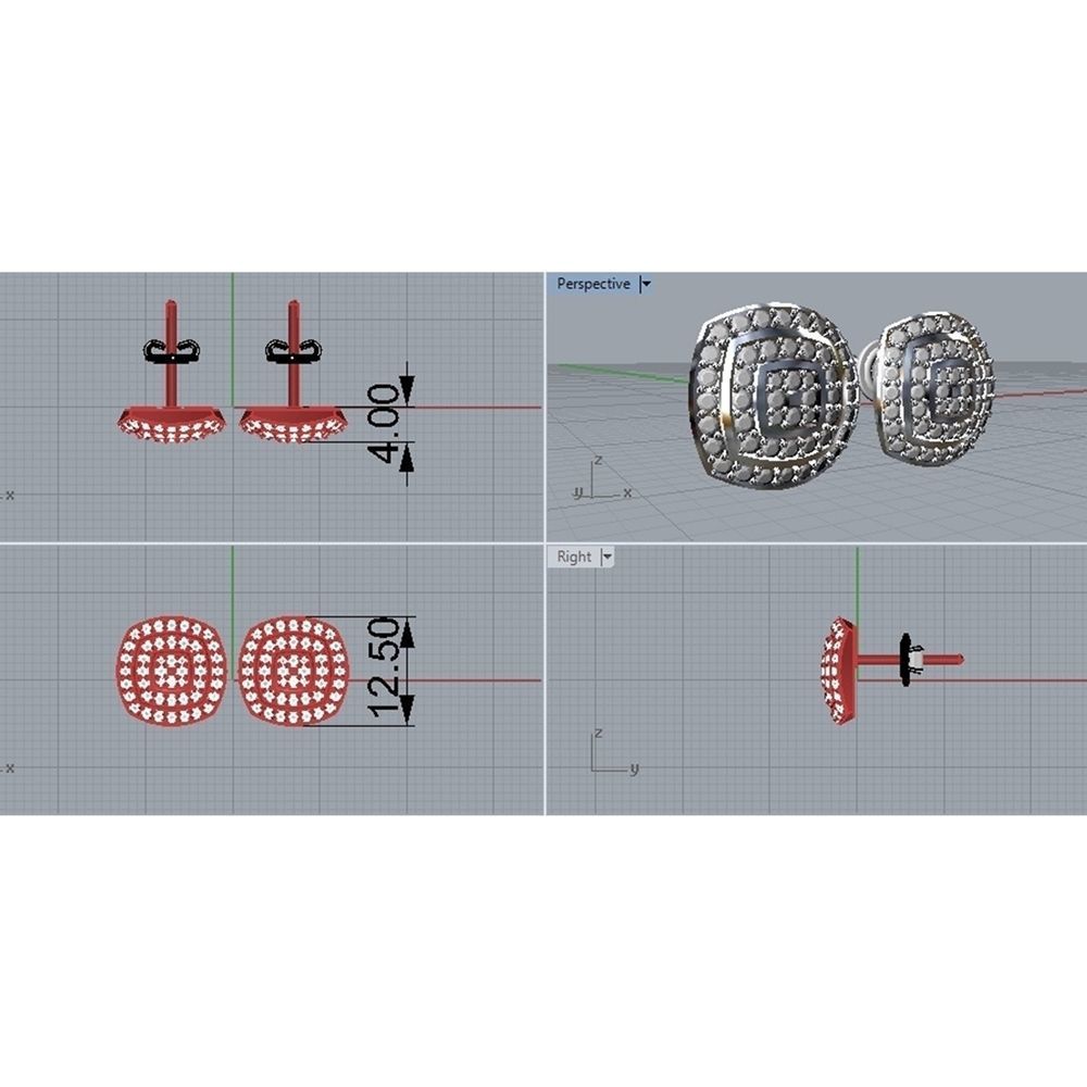 SET JEWELRY gold ring with cubic zirconia 3D print model_7