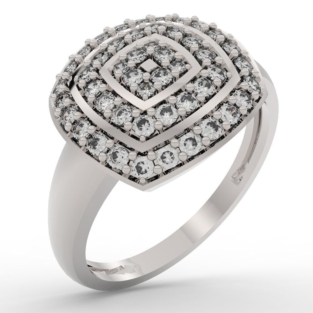 SET JEWELRY gold ring with cubic zirconia 3D print model_3