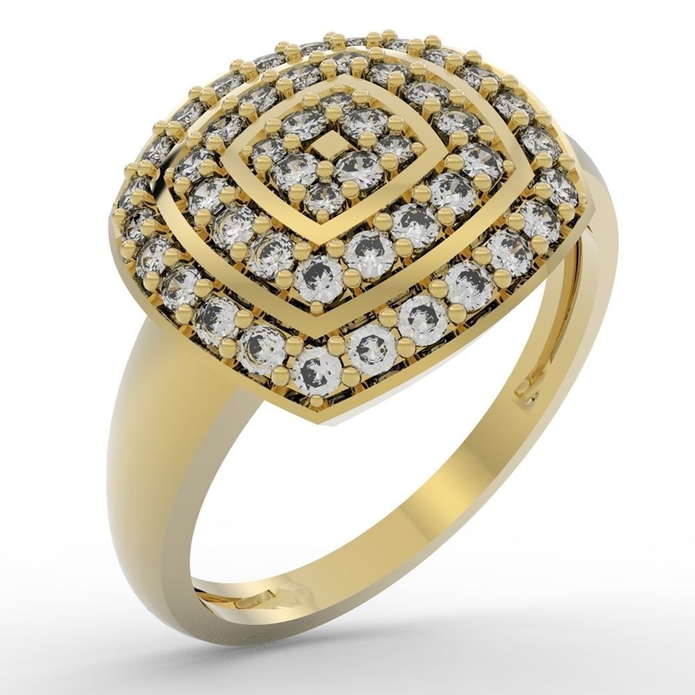SET JEWELRY gold ring with cubic zirconia 3D print model_2