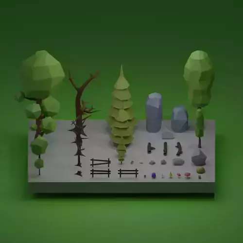 TREES AND STONES LOW POLY