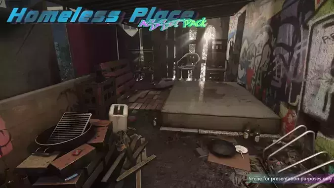 Low-Poly Homeless Place Pack Low-poly 3D model