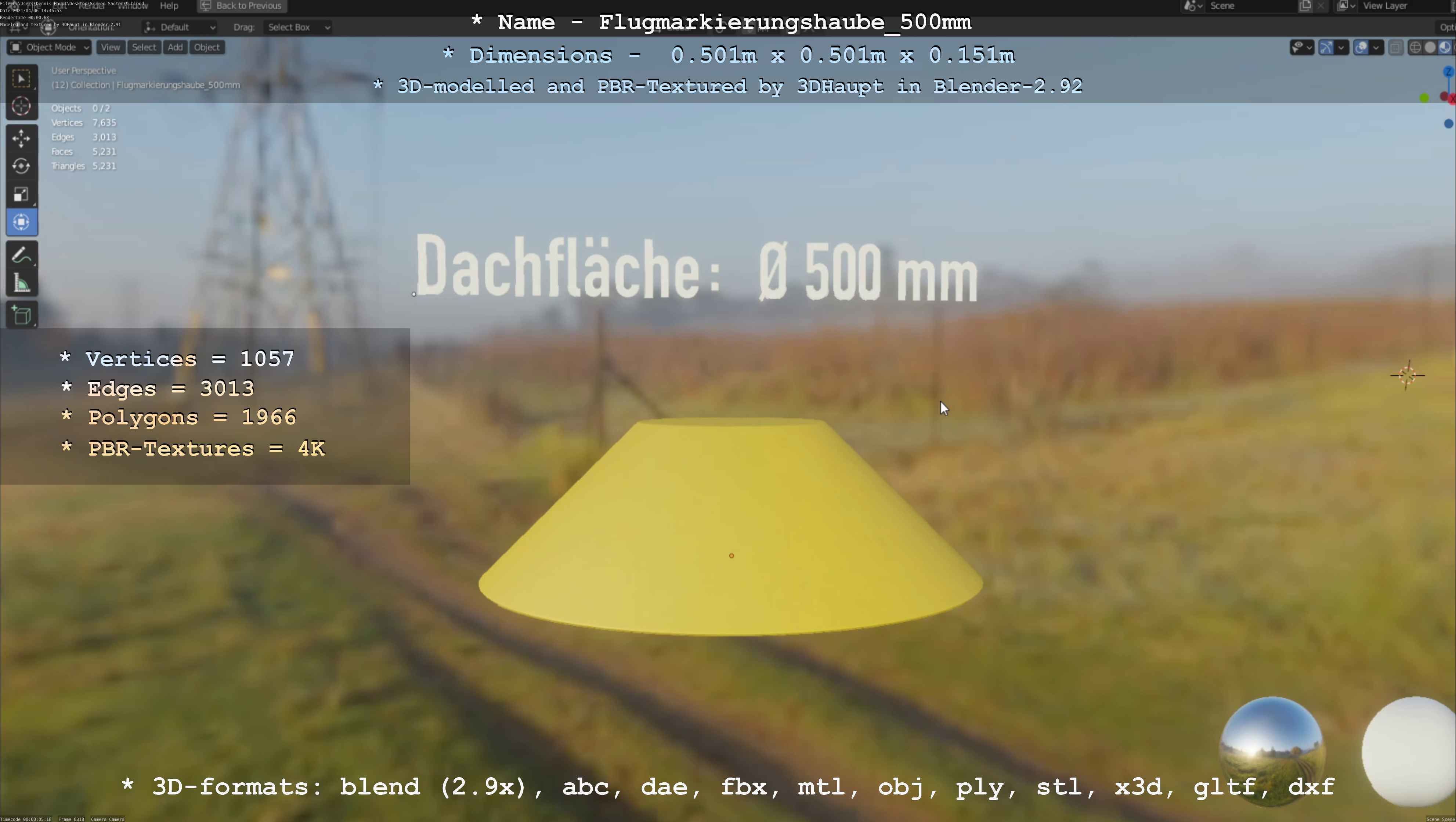 Alle Flugmarkierungshauben ohne Pfosten 3D Model Collection_16