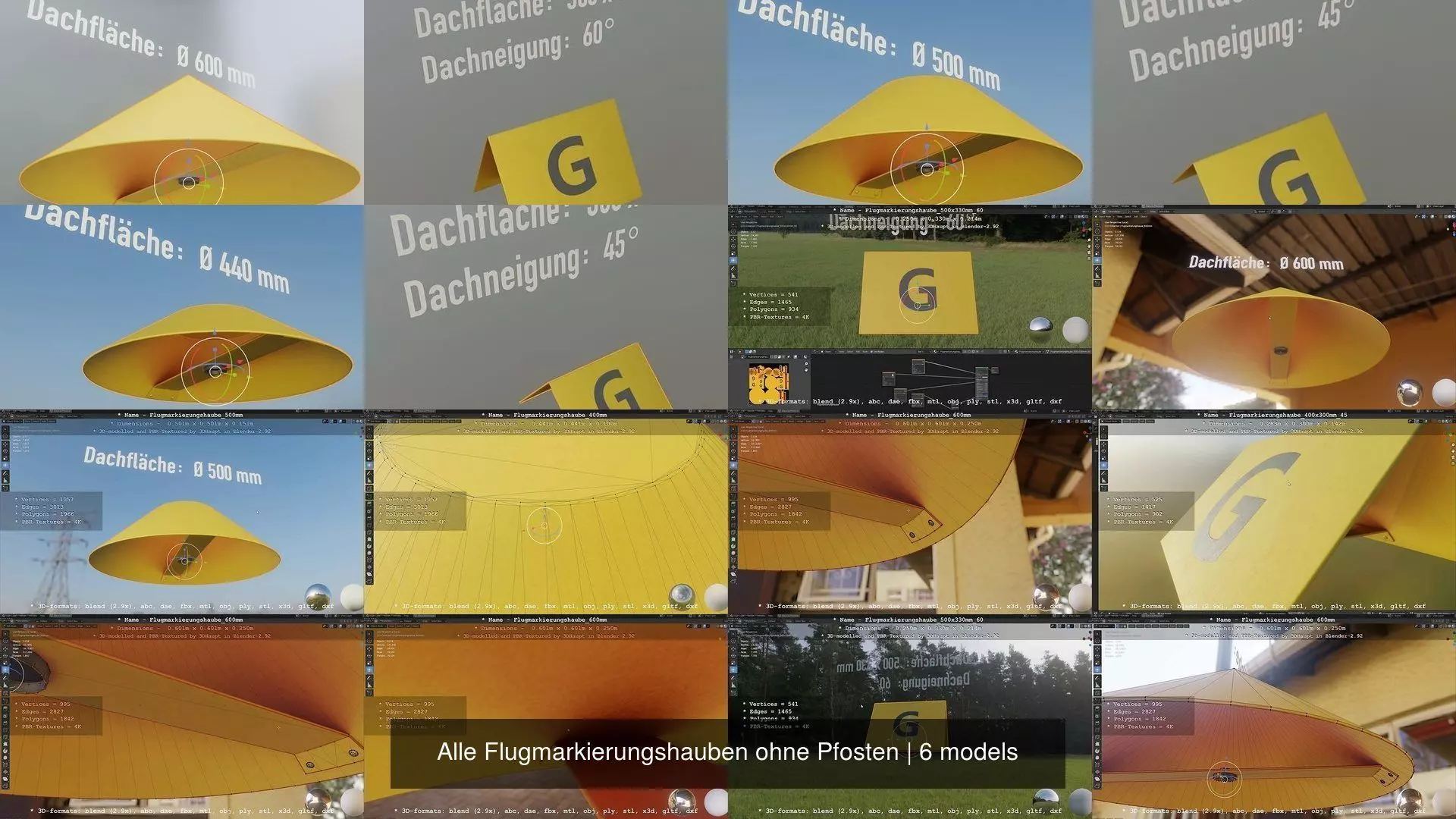 Alle Flugmarkierungshauben ohne Pfosten 3D Model Collection_0