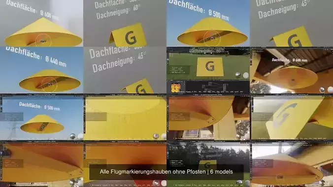 Alle Flugmarkierungshauben ohne Pfosten 3D Model Collection