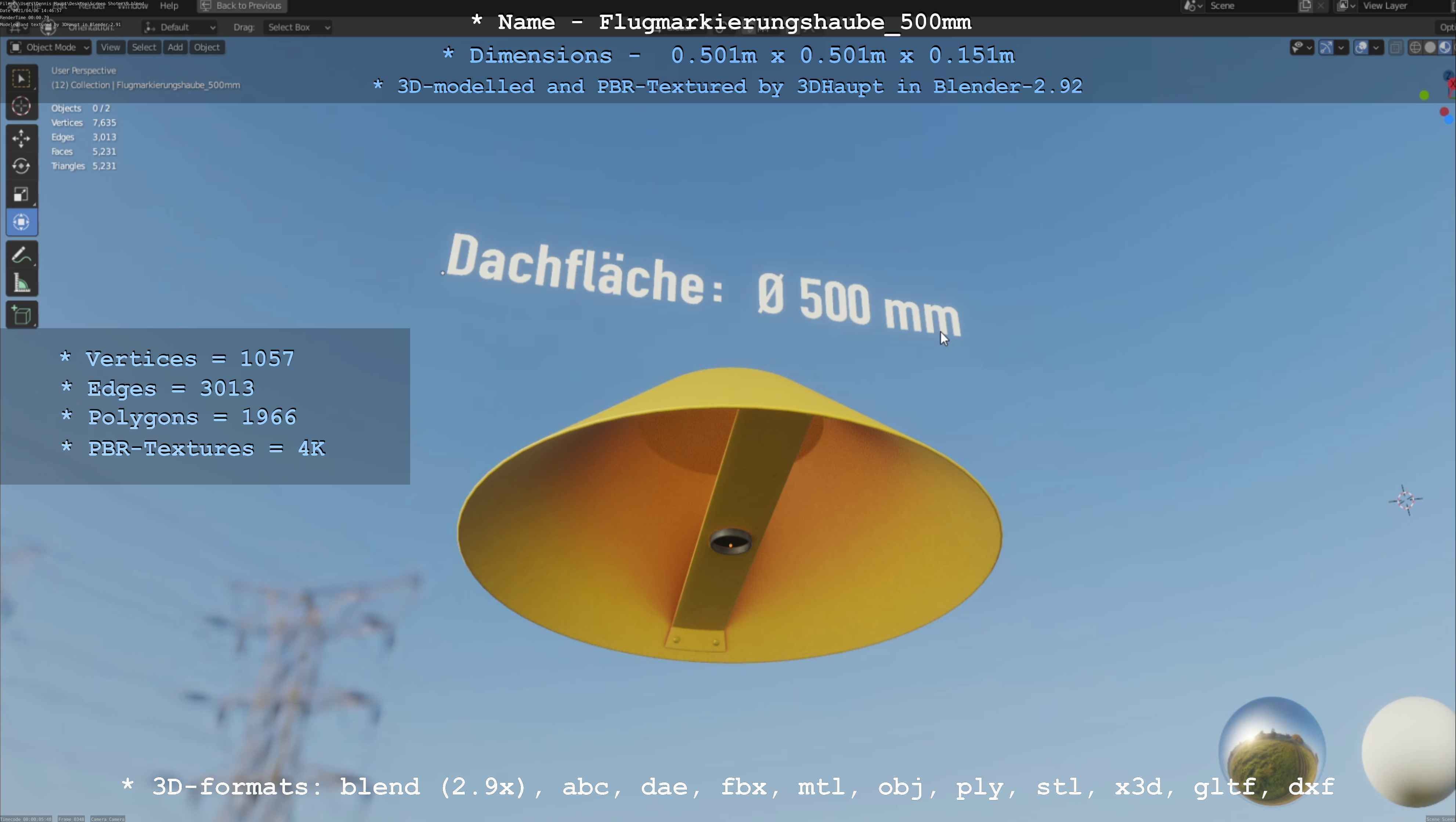 Alle Flugmarkierungshauben ohne Pfosten 3D Model Collection_20